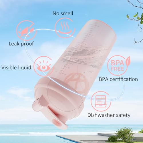 2 Pack 28oz Protein Shaker Bottles, Leakproof BPA Free Gym Mix Cups - color: Pink+Black PRO