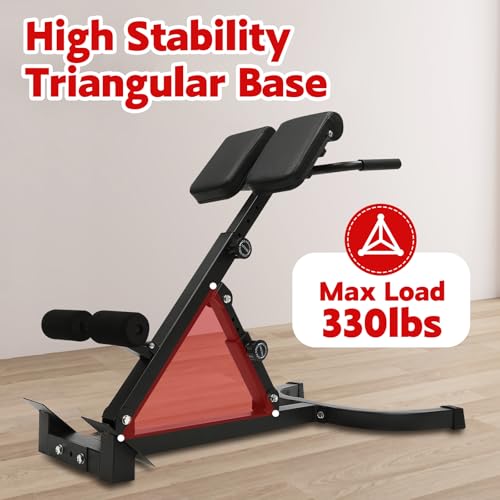 Roman Chair Back Extension Machine, 330lbs Capacity Foldable Roman Chair Hyperextension Bench, Adjustable Back Exercise Machine with 8 Adjustable for Abs SitUp Full Body Workout