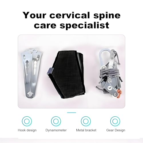Adjustable Neck Traction Device, the Hook Design is controllable, the Gear Design Does not Need to Hang Heavy Objects, Easy to use, Effectively relieves Neck Pain, Suitable for Home or Outdoor