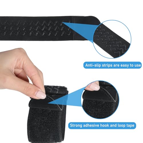 Black Boot Straps, 2 PCS Elastic Polyester Ankle Straps for Cowboy Boots Adjustable Boots Bands Self-adhesive Trousers Blouses Elastic Strap Band with Hook and Loop for Hiking Fishing Hunting - style: wave pattern