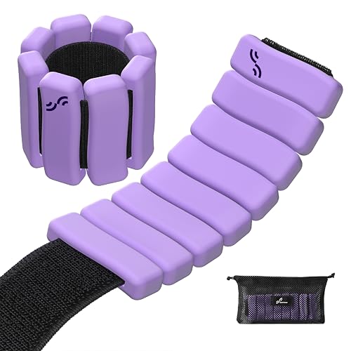 Sportneer Wrist & Ankle Weights for Women & Men Set of 2 (1LB/2LB Each) - Soft Silicone Arm & Leg Weights for Pilates, Yoga, Walking, Barre, Home Workout, Water Aerobics - color: Aura Lavender, size: 2 Lb Pair (1 Lb Each)