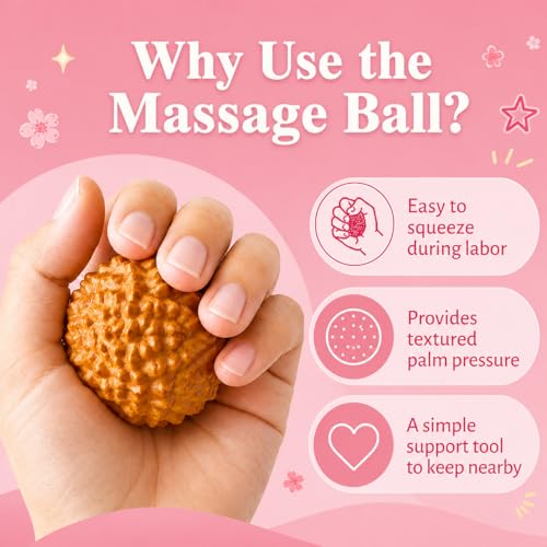 Birth Comb & Acupressure Massage Ball Set, Labor and Delivery Essentials | Wooden material, sensory focus, hospital bag essentials, mom-to-be gift