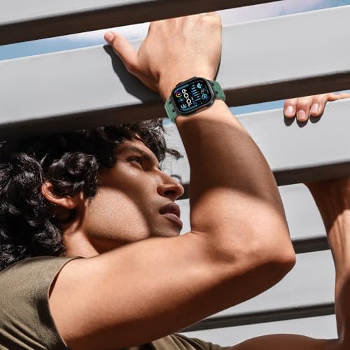 Ocean Silicone Sport Band - Compatible with Apple Watch Ultra 2/Ultra Bands 49mm 45mm 44mm for Men Women, Breathable Soft Waterproof Strap for iWatch Ultra 2, iWatch Ultra Series 10 46mm SE/9/8/7/6 - color: Ocean/Grass Green/Black