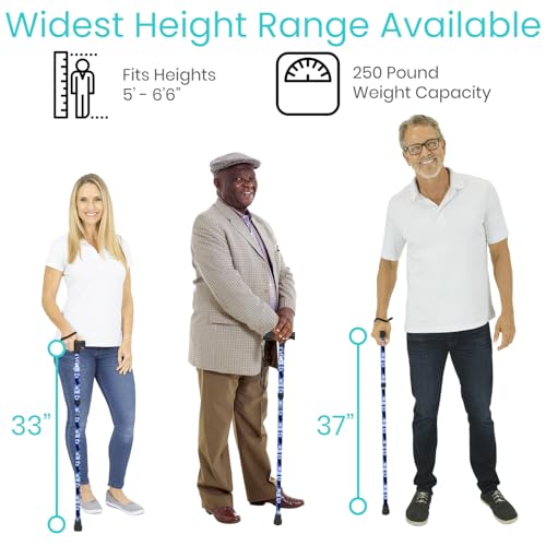 Vive Folding Cane - Foldable Walking Cane for Men, Women - Fold-up, Collapsible, Lightweight, Adjustable, Portable Hand Walking Stick - Balancing Mobility Aid - Sleek, Comfortable - color: Blue Burst