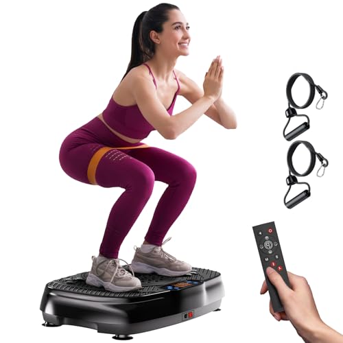 Vibration Plate Exercise Machine: TISSCARE Vibrating Plates for Weight Loss and Lymphatic Drainage, 400lbs Shake Plate Whole Body Workout Platform for Home Fitness Fat Burner Gifts - color: Black