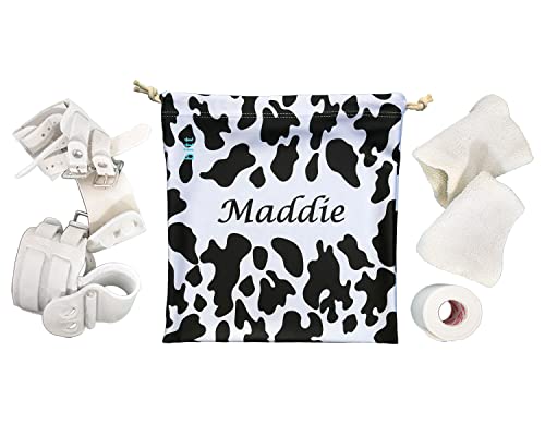 Bitt Sportswear Personalized Gymnastics Grip Bag in Cow Print with Crystals Options (Black Cow Print) - color: Black Cow Print
