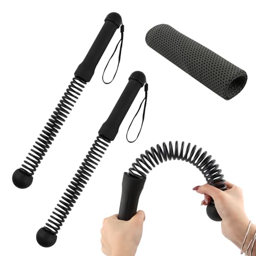 Ropeless Battle Ropes, 2 Pcs Weighted Cordless Workout Ropes with Non-Slip Handles, Training Ropes for Home Gym, HIIT, Strength & Full Body Workout, with Carry Bag & Cooling Towel - color: Black