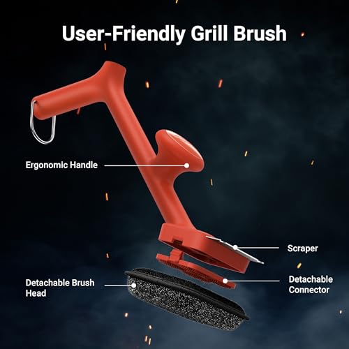 ThermoMaven BQ03 Grill Brush Replaceable Cleaning Head, Safe Bristle-Free BBQ Cleaning Tool, Barbecue Grill Cleaner, 6 Pcs Refill, Only for BQ03 - size: Black 6pcs-Large
