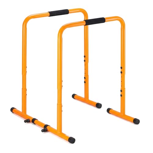 OLIXIS Dip Bar, Adjustable Heavy Duty Dip Station with Soft Foam Handles | Stabilizer Parallel Parallette Bar Fitness Equipment for Home, Gym, Patio, Office