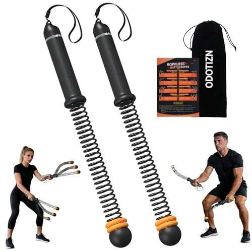 Adjustable Ropeless Battle Ropes for Home Gym,Portable Cordless Weighted Battle Rope Trainer with Resistance Levels,Storage Bag & Workout Guide for HIIT Cardio & Strength Training - color: Adjustable-black