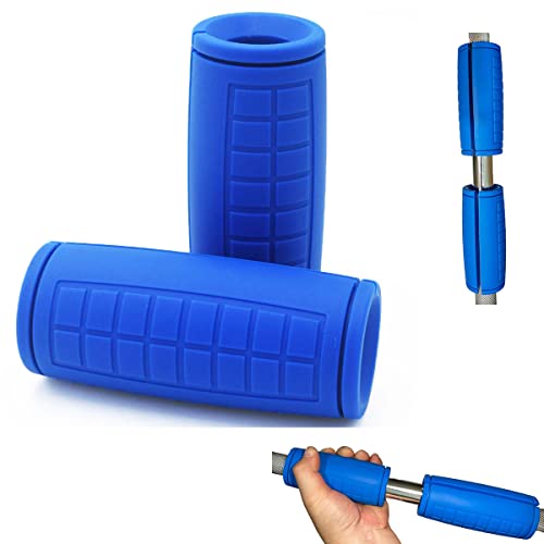 Weight Bar Grips Fit Standard Barbell, Dumbell Handles, Thick Bar Training Adapter For WeightLifting & Cable Attachments Fitness Training Rope Grips For Body Arm Forearm Builder Strength - color: Blue