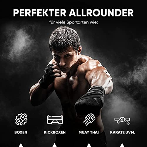 FIGHTR® Boxing Handwraps 160 inches semi-Elastic Hand Wraps with Thumb Loop for Boxing, MMA, Muay Thai & Martial Arts - color: Black, size: 2 pairs of 160"