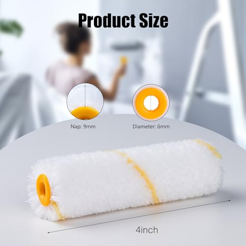 Mister Rui 40 Pieces 4-Inch Paint Roller Covers - 9mm Nap Microfiber Rollers for Walls, Cabinets, Trim, Compatible with All Paints and Stains, Reusable and Easy to Clean