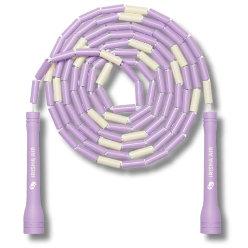 Pro-Grade Beaded Jump Rope for Beginners - color: Pastel Purple/Yellow