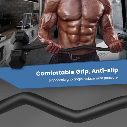 Dumbbell to Barbell Converter, Balency Dumbbell Barbell Converter Bar | Adjustable Weight Bar, Dumbbell Converter for Weightlifting(Straight and EZ Curl) - style: EZ Bar