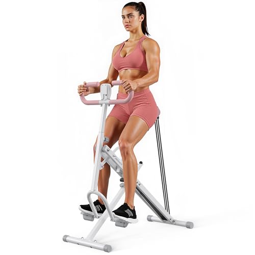 Squat Machine, MERACH R07 2 in 1 Squat Rowing Machine, Easy Setup & Foldable Exercise Equipment, Glute Trainer Machine, Glutes & Leg Home Workout Machine - color: Pink