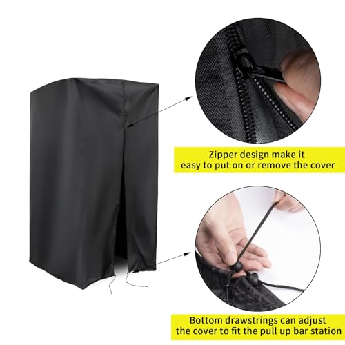 Pull Up Bar Station Cover for Power Tower Outdoor,Pullup Dip Station Cover | 42x40x88,Waterproof Dustproof Heavy Duty Oxford Fabric Cover with Zipper,for Free Standing Pull Up Bar at Highest Position - color: 42"L x 40"W x 88"H