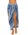 100% Cotton Hand Block Print Pareo Sarong Swimsuit Wrap Skirt Cover Up Long Women’s Apparel Fabric Beach Bikni (73" x 44") - color: Blue 2