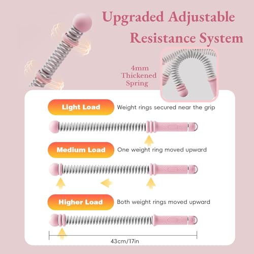 2Pcs Weighted Cordless Battle Ropes, Heavy Duty Cordless Battle Rope with Non Slip Handle Adjustable Resistance and Portable Exercise Ropes for Strength Training & Cardio Fitness(Pink) - color: Pink