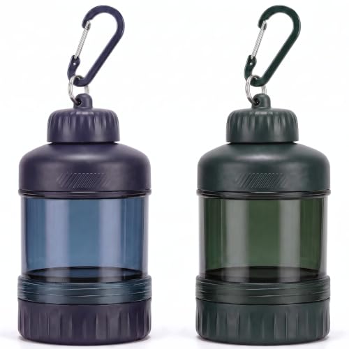 2 Pack Protein Powder Container to Go with Keychain & Keyring, Large Capacity, Clear, Leakproof, Ideal for workouts, fitness, or travel (Green&Blue) - color: Green&Blue