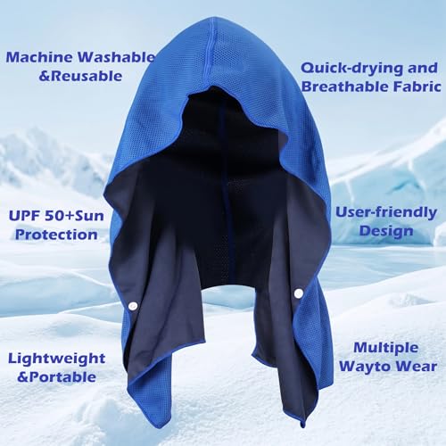 3 Pack Cooling Hoodie Towel, UPF 50 Sun Protection Cooling Towels for Neck and Face, Quick Drying Ice Towels for Hot Weather, Cooling Neck Wraps for Sport, Workout, Gym, Camping