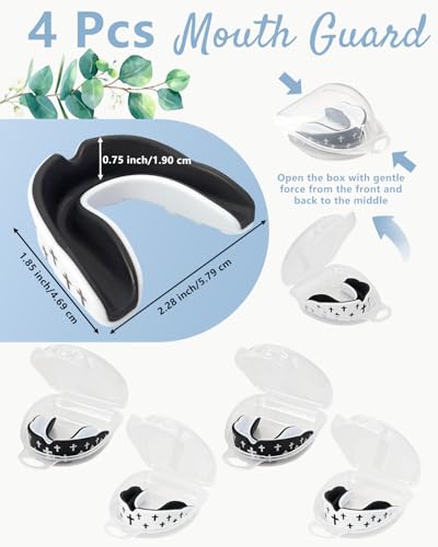 Piemow 4 Pcs Mouth Guard, Religious Faith Cross Sports Mouthguard with Case | Mouth Guards Braces for Football Boxing Basketball Lacrosse Hockey and All Contact Sports - color: Cross