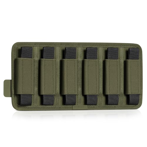 Savior Equipment Tactical Pistol Mag Pouch 9mm .40 45acp Open-Top Single & Double Stack Mag Holder Softshell Mags Storage Universal Magazine Carrier, Elastic Band to Hold Tight, Hook-Backed Panel - color: Olive Drab Green (6-Slot)