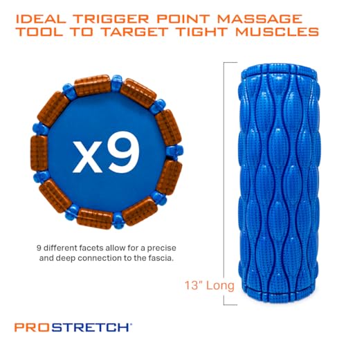 ProStretch Nonagon, Foam Roller for Sore Muscles & Deep Tissue Recovery | Textured Foam Roller for Deep Tissue Therapy, Muscle Massage & Myofascial Trigger Point Release