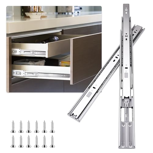 Sulawskys Soft Close Drawer Slides 22 Inch, 6 Pairs – Full Extension 100LB | (12 Pcs) Side Mount Full Extension Ball Bearing Drawer Glides, Heavy Duty 100 LB for Kitchen Cabinets, Dresser, Wardrobe - size: 22inch-550mm