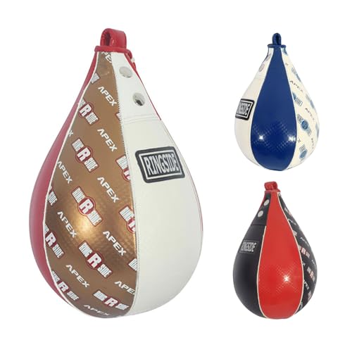 Ringside Apex Boxing Speed Bag - Premium Synthetic Leather Punching Ball, Multiple Sizes & Colors, Ideal for Hand-Eye Coordination, Training Equipment for Fighters - color: Red/White, size: Medium