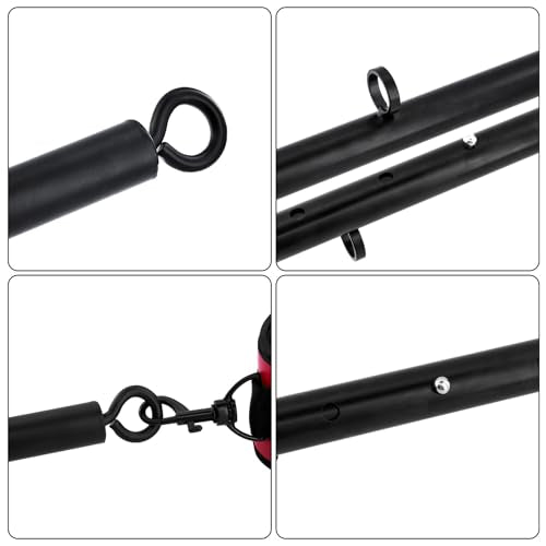 Spreader Bar Heavy Duty Stainless Steel Adjustable Bar with 4 pcs PU Cushioned Straps for Yoga, Pilates, Fitness Training, Home Gym Equipment and more. - color: Red Magic Tape