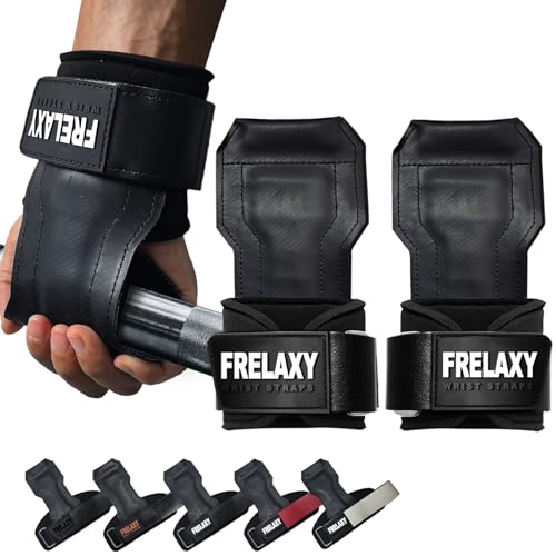 Frelaxy Lifting Wrist Straps, Rubber Weight Lifting Grips for Deadlifts | Non-slip rubber palm, Full palm protection, Neoprene wrist padding, Enhanced grip support, Pull ups rows lat pulldowns - color: White/Black
