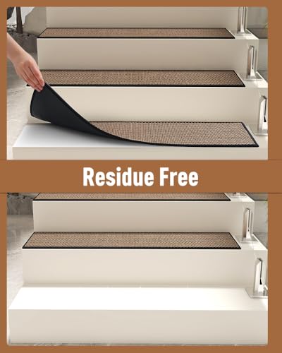 PADOOR Non Slip Stair-Treads,Rubber Backing Stair-Runners for Wooden Steps,15PCS Residue Free Carpet Stair Treads for Kids and Dogs 8"x30" Black - size: 15PCS, style: Black