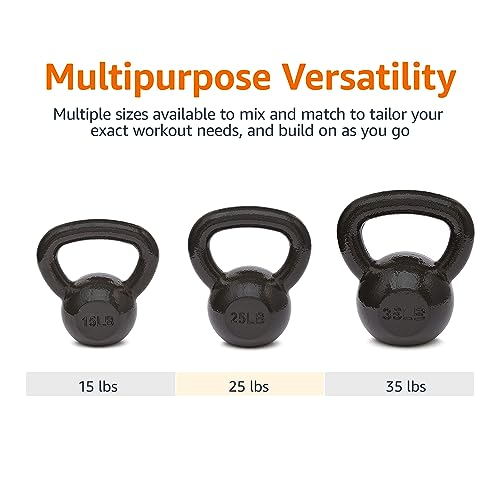 Amazon Basics Cast Iron Kettlebell for Strength Training, Textured Wide Handle, Black