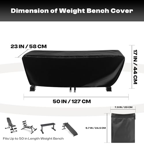 Weight Bench Cover 420D Oxford Waterproof for Home Gym Exercise Bench | Heavy Duty Oxford,12000MM Waterproof, UV Resistant SPF85+, Double Stitched Seams, for Indoor Outdoor Bench,Sit-up Board Flat