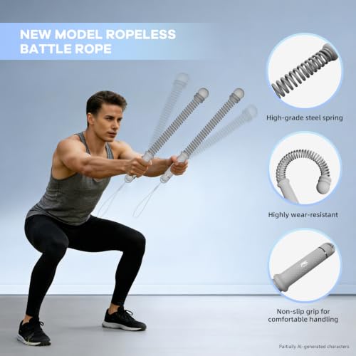 Cordless Battle Ropes with Adjustable Resistance Springs - color: Gray