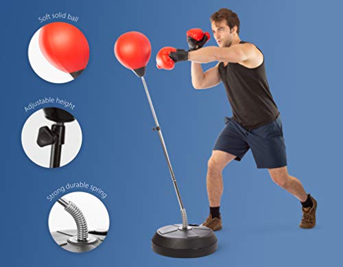 Tech Tools Punching Bag with Stand Adjustable Boxing Speed Bag Teens Adults - style: Adult