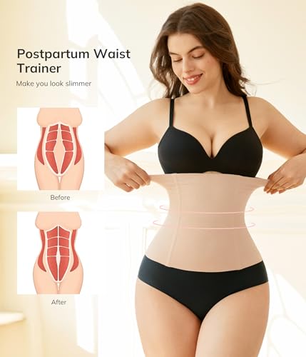 LODAY 2 in 1 Postpartum Recovery Belt,Body Wraps Works for Tighten Loose Skin - color: Beige, size: Medium