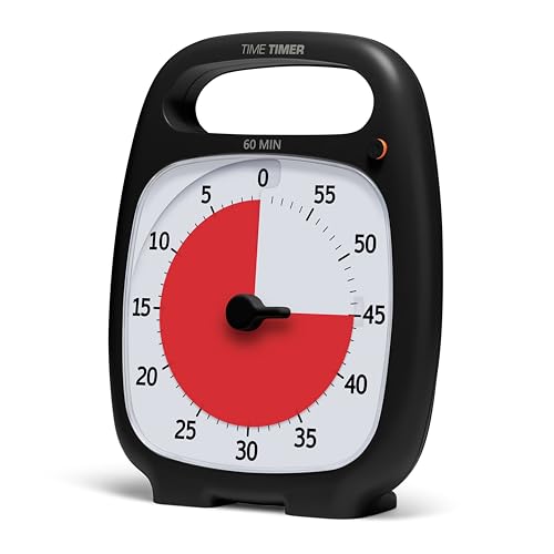 TIME TIMER Plus 60 Minute Desk Visual Timer - Countdown Timer with Portable Handle for Classroom, Office, Homeschooling, Study Tool with Silent Operation (Charcoal) - size: 5-1/2 x 7 in, style: 60 Minute (Gray)