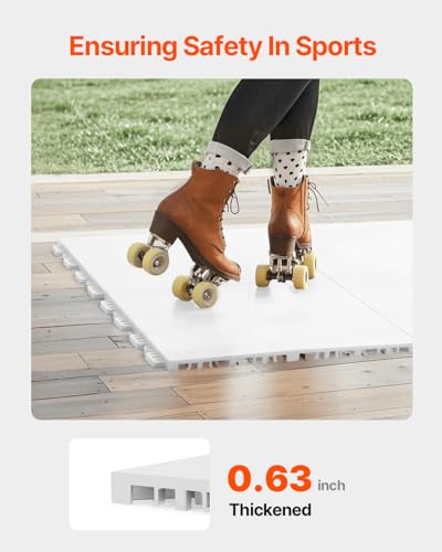 VEVOR Dryland Tiles for Hockey Floor Mat, 12 x 12 in 15 Pcs Interlocking Versatile Training Surface, Dance Floor Tiles, Hockey Training Equipment Board for Shooting (Ash Gray, 15 sq. ft/Box)