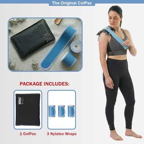 Chattanooga ColPac, Reusable Gel Ice Pack, Cold Therapy for Injury, Muscle Soreness, Sprains, and Strains, 10" x 13.5" Standard Size, Bundle with 3 Pack 4" x 36" Nylatex Wrap & Drawstring Bag - color: Black, size: Standard Size & Nylatex Wrap Bundle