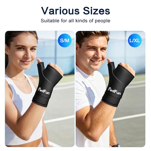 Wrist & Thumb Ice Pack Wrap- Upgraded Reusable Hot Cold Compress Hand Ice Pack for Carpal Tunnel Pain Relief, Tendonitis, Sports Injuries Swelling,Man&Woman, Size S/M,Black