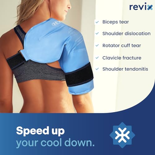 REVIX Shoulder Ice Pack for Rotator Cuff Cold Therapy, Arm Gel Ice Pack for Injuries Reusable, Flexible Cold Compression Wrap for Post-Workout Recovery, Fatigue and Shoulder Discomfort, Blue - size: Standard, style: Blue