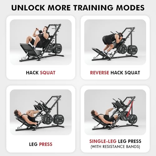 Mikolo Leg Press Hack Squat Machine Combo, Leg Press Machines for Home Gym with Linear Bearing, Hack Squat Machine with Rear and Front Band Pegs, Leg Machine for Full Range Leg Training - style: DD09 Lean (Space-Saver)
