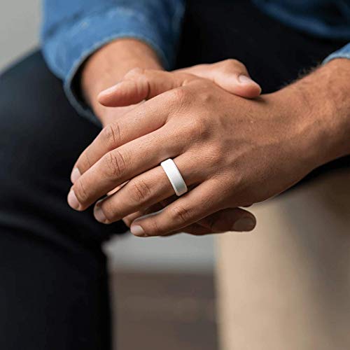 Enso Rings Bevel Classic Silicone Wedding Ring – Hypoallergenic Unisex Wedding Band – Comfortable Band for Active Lifestyle – 8mm Wide, 2.16mm Thick - color: Obsidian, size: 8