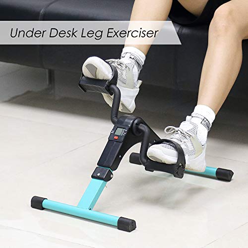 Folding Pedal Exerciser, Mini Under Desk Bike - Portable Foot Hand Cycle Peddler Machine Bicycle Exerciser for Arm Leg While Sitting - color: Green