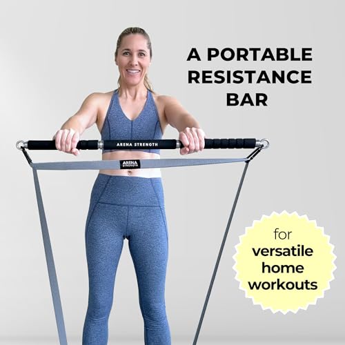 Arena Strength Resistance Body Bar with Band Clips, 1.67 kg | Adjustable Exercise Bar, Converts to Barbell & Dumbbell, Foam Grip, Carry Bag for Home Gym, Pilates & Strength Training