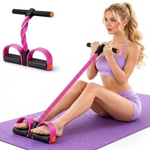 6-Tube Pedal Resistance Band with Handles, Pink | Upgraded 6-Tube, Pedal Puller for Home Workouts, Full-Body, Core Strength, Arm Training and Leg Exercises