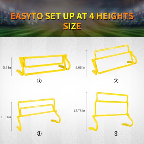 4 Height Adjustable Speed Training Hurdles Fitness & Speed Training Equipment - color: Set of 5