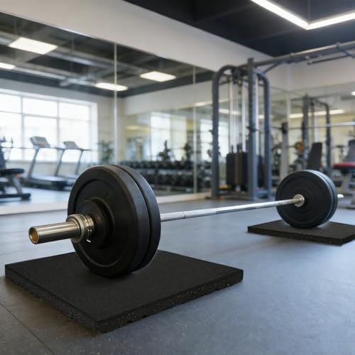 1.37'' Thick EPDM Exercise Equipment Mat Shock Absorbing Mats | 2 PCS 20'' X 20'' Heavy Duty Rubber Silencer Drop Pads Noise Reducing Weightlifting Crash Floor Mats for Home Gym, Black
